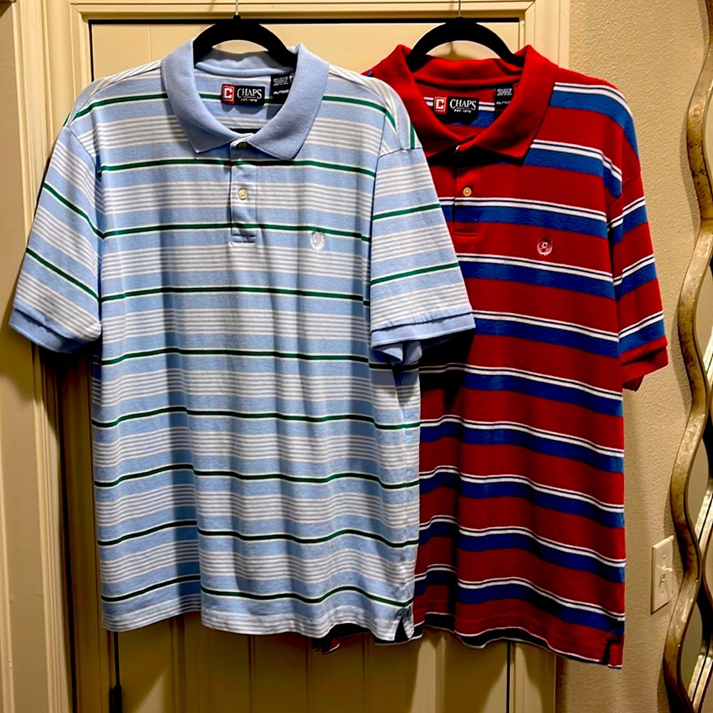 2 - mens Chaps polo shirts XXL. Good clean shirts. Lot of 2